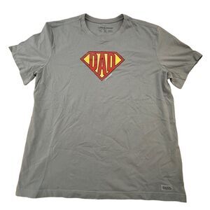 Life is Good ~ Mens muted green Super Dad Crusher Tshirt ~ size XLarge